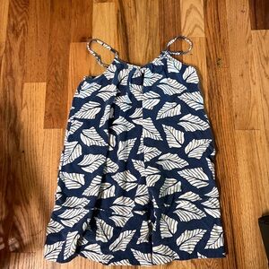 Blue and White Leaf Pattern Dress